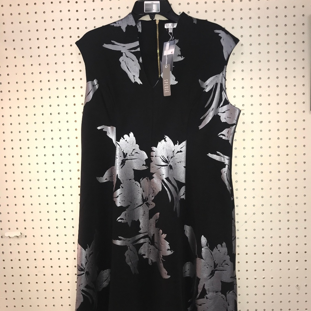 black and silver floral dress